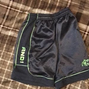 grey and green basketball shorts